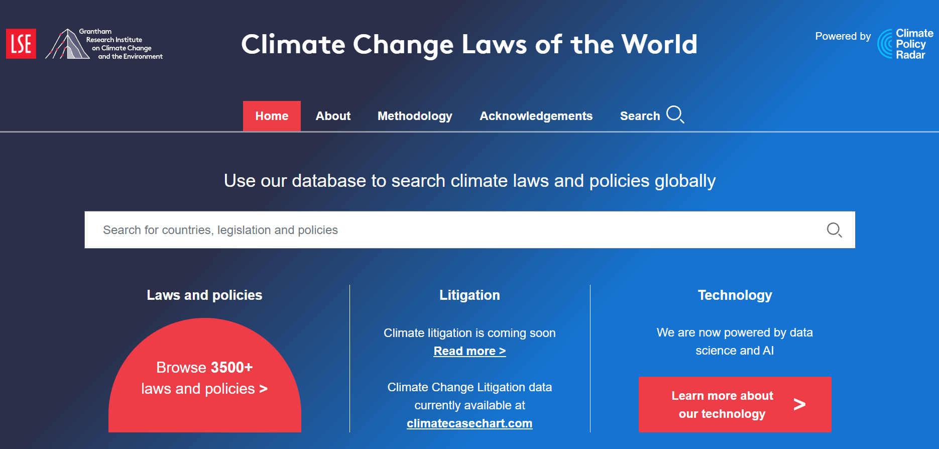 An image of the AI-powered global climate law database