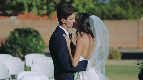 Ben and Cynthia wedding ceremony kiss