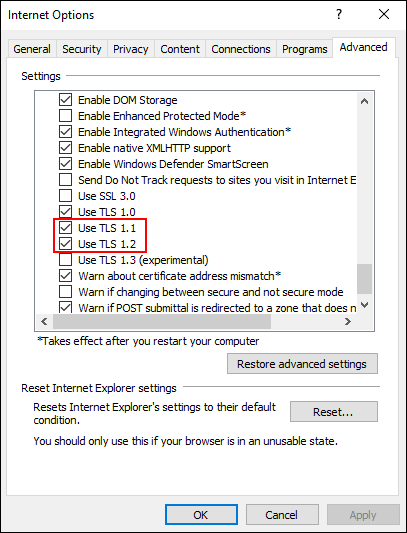 Internet Explorer 11 Internet Options