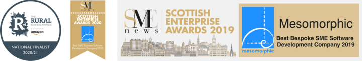 Amazon Business Award Finalist 2020/2021, SME News 2020 and SME News 2019 award logos