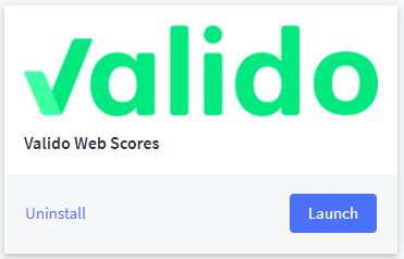 Uninstall button on valido app box