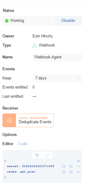 Agent configuration options
