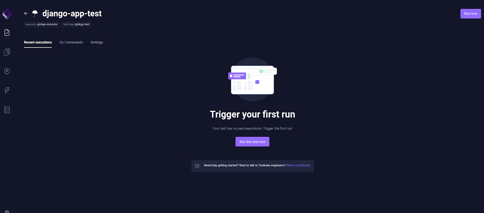 Run the tests by clicking on Run now option