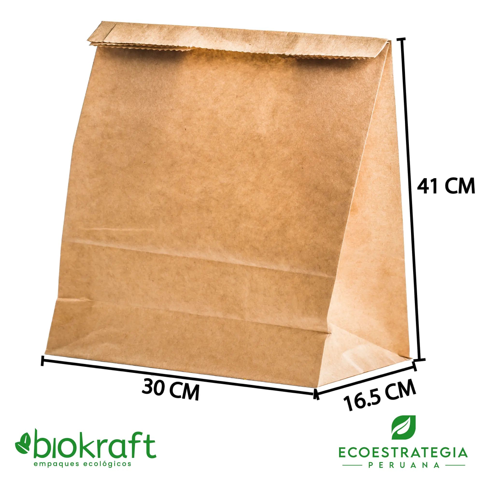 Esta bolsa de papel Kraft tiene un grosor de 80 gr y un peso de 61gr. Bolsas biodegradables y ecológicas reutilizables y personalizadas. Ideal para delivery