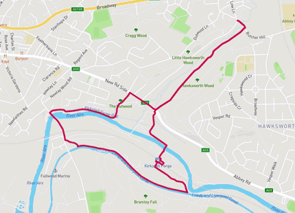 Hawksworth Wood & Kirkstall Canal Loop run route map card image