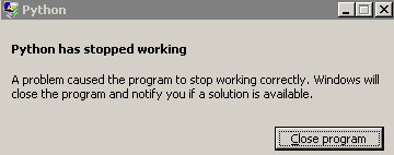 Windows error popup window for Python