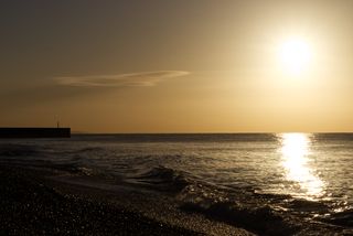 Sun rising off the coast of Shoreham beach.