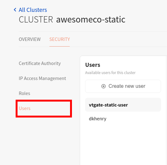 Users Tab