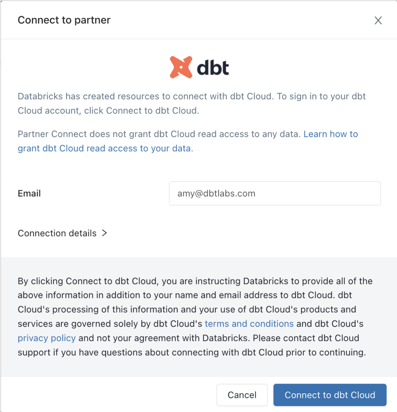Databricks Partner Connect Connect to dbt Cloud