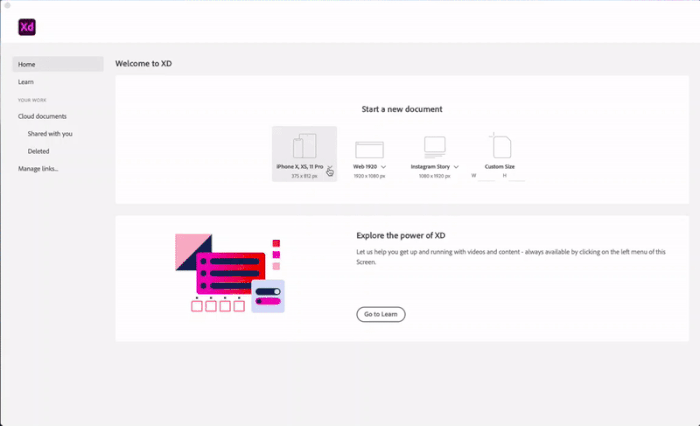 Setting up your artboard in Adobe XD