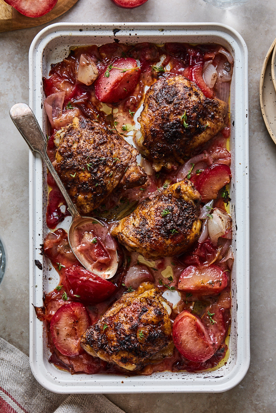 Sheet Pan Sumac Spiced Chicken With Plums