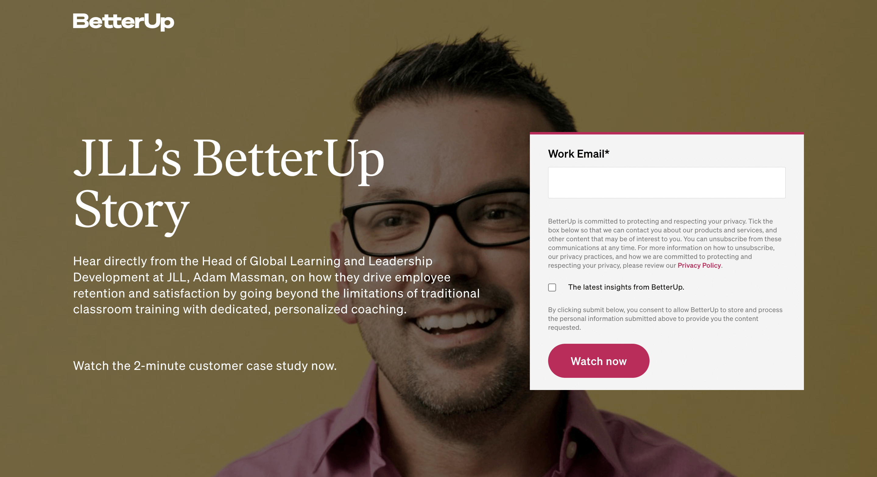 SaaS Lead Magnets: Screenshot of BetterUp's case study lead magnet page
