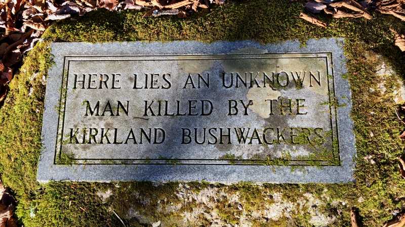 Grave marker of Kirkland Bushwackers victim