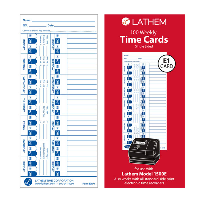 1500E Time Cards - Pack of 100