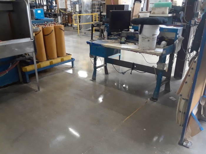 shiny warehouse floor.
