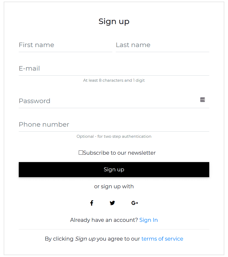 Angular Bootstrap Form Register Default