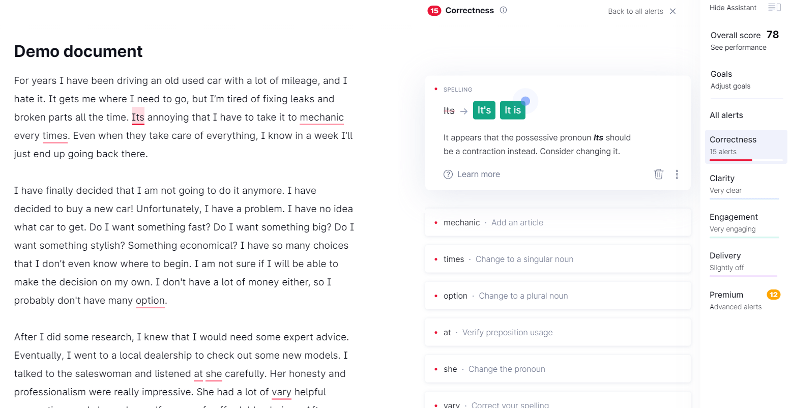 Grammarly in use