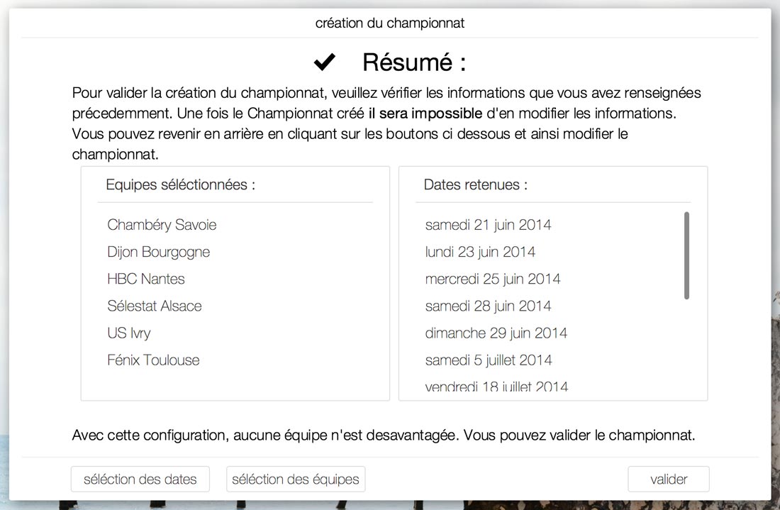 Résumé du championnat