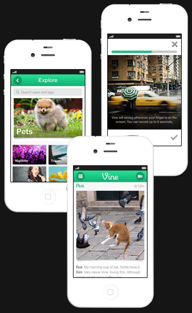 Early Vine mobile screens