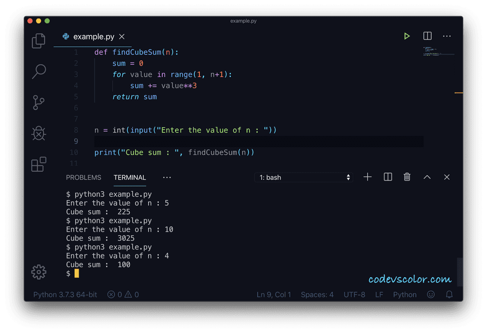 Python cube sum loop