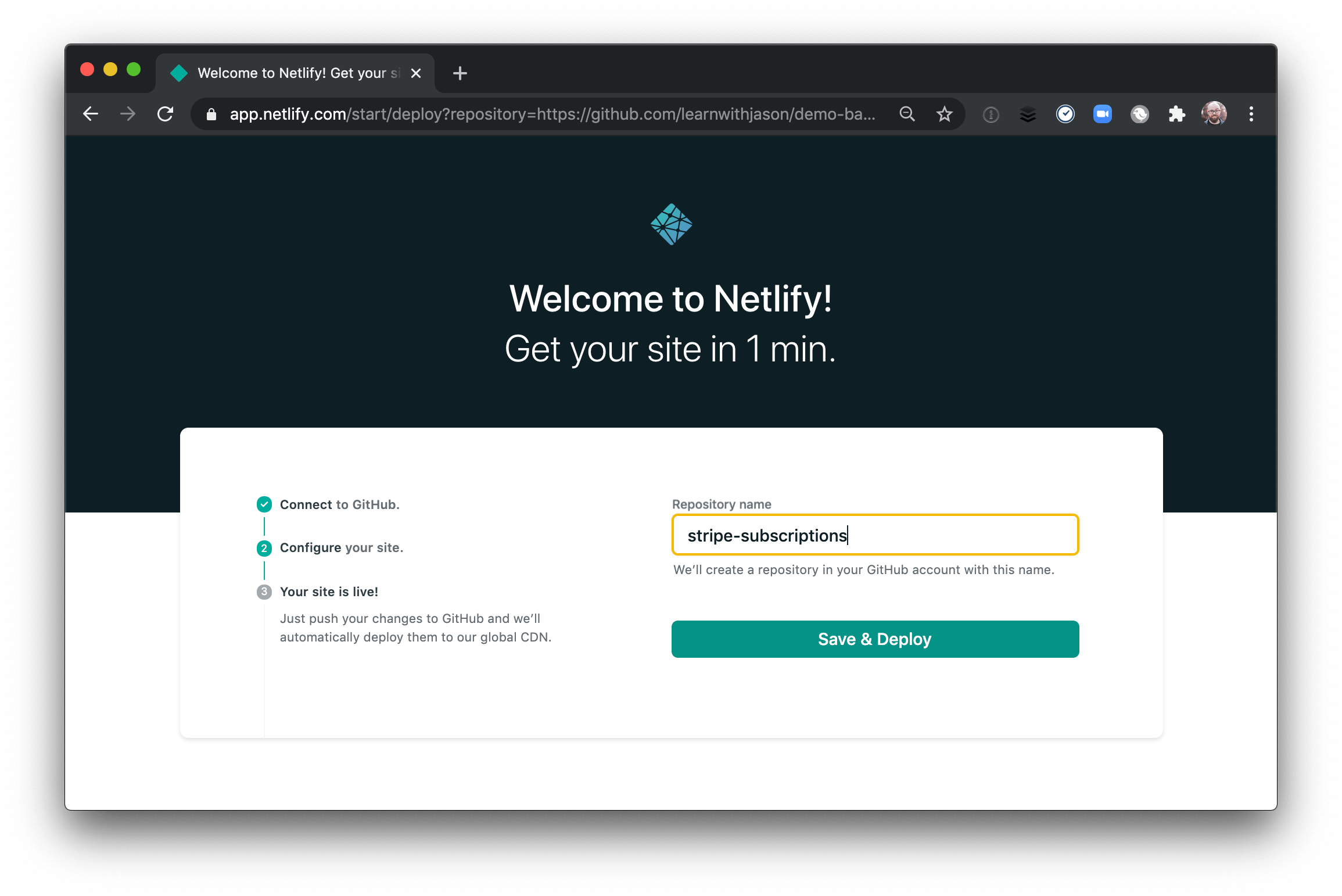 The Deploy To Netlify UI.