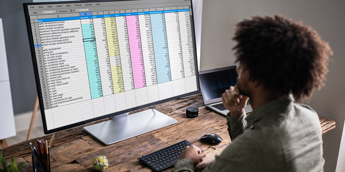 What is a pivot table? A data analyst looking at a spreadsheet A data analyst looking at a spreadsheet on a computer screen
