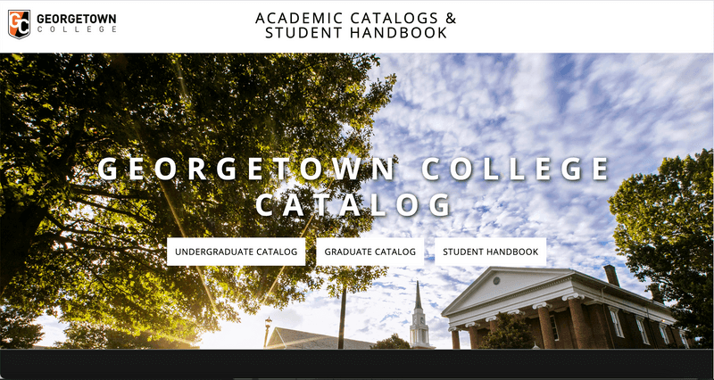 Georgetown's custom designed landing page