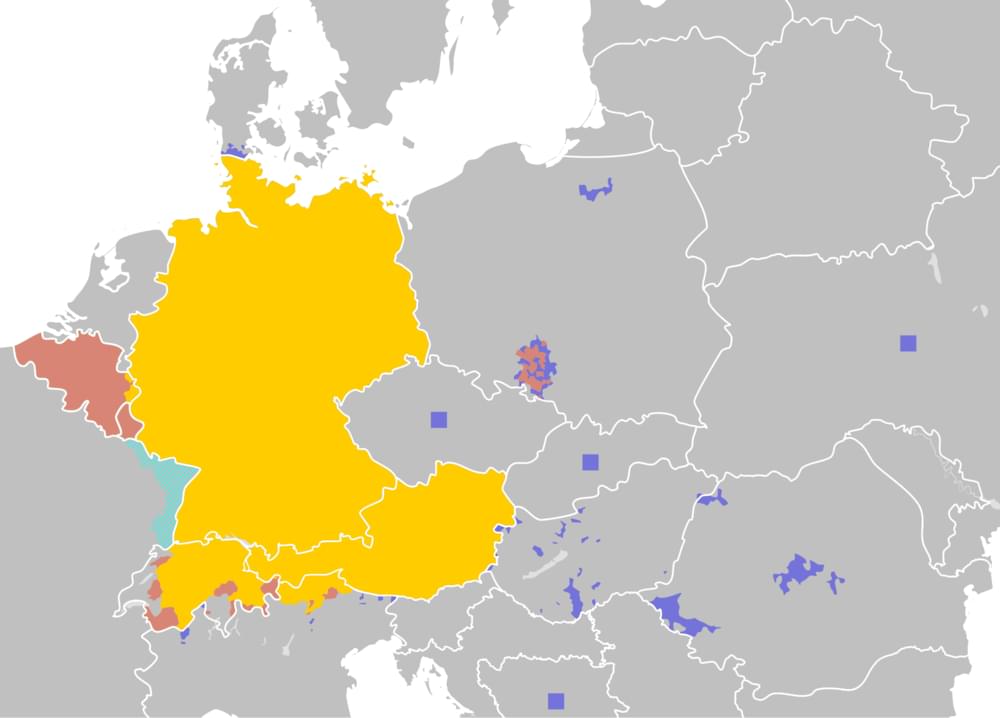 Map of the countries where German is official language