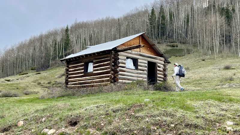 A reconstructed cabin at Stunner Campground