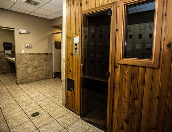 Dry sauna entrance