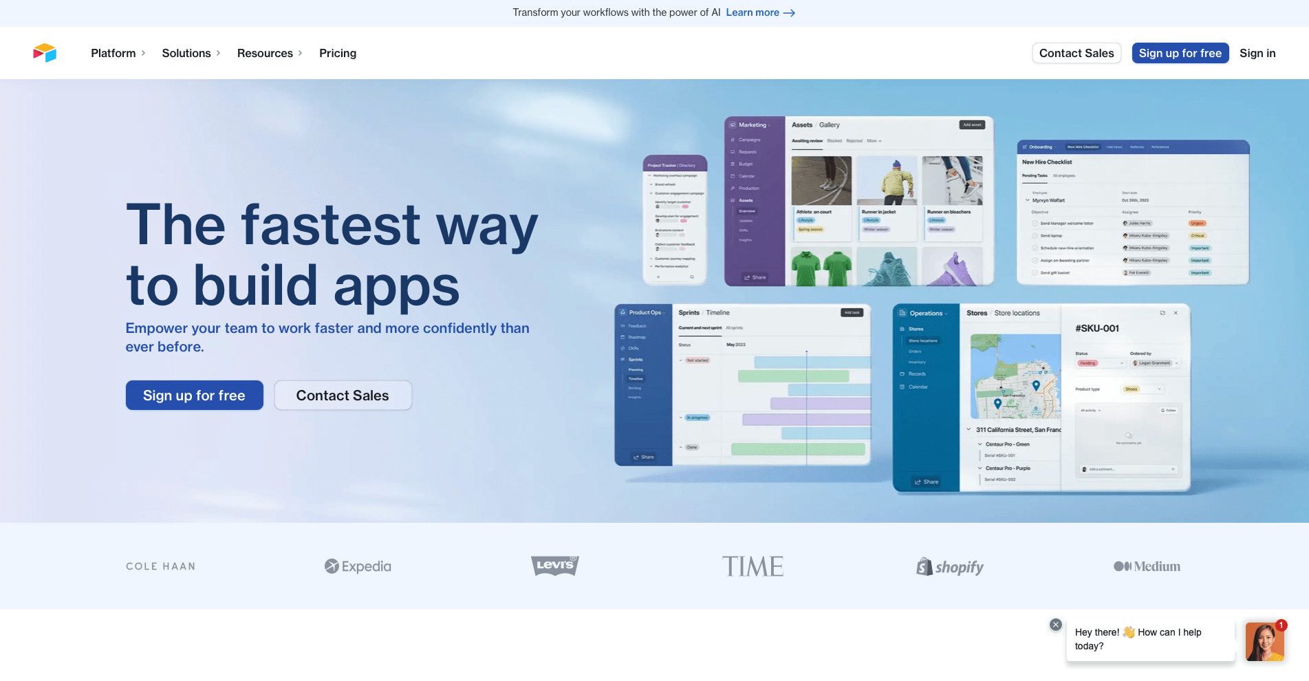Screenshot of Airtable's website home page