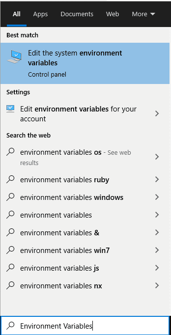 Search Environment Variables