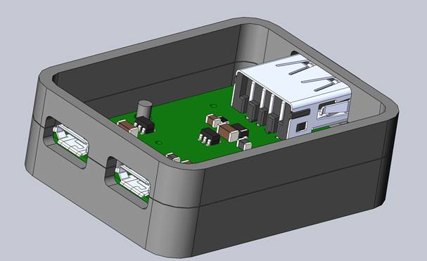CAD image of a partially completed case design