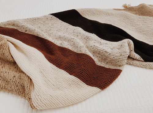 A striped knitted blanket