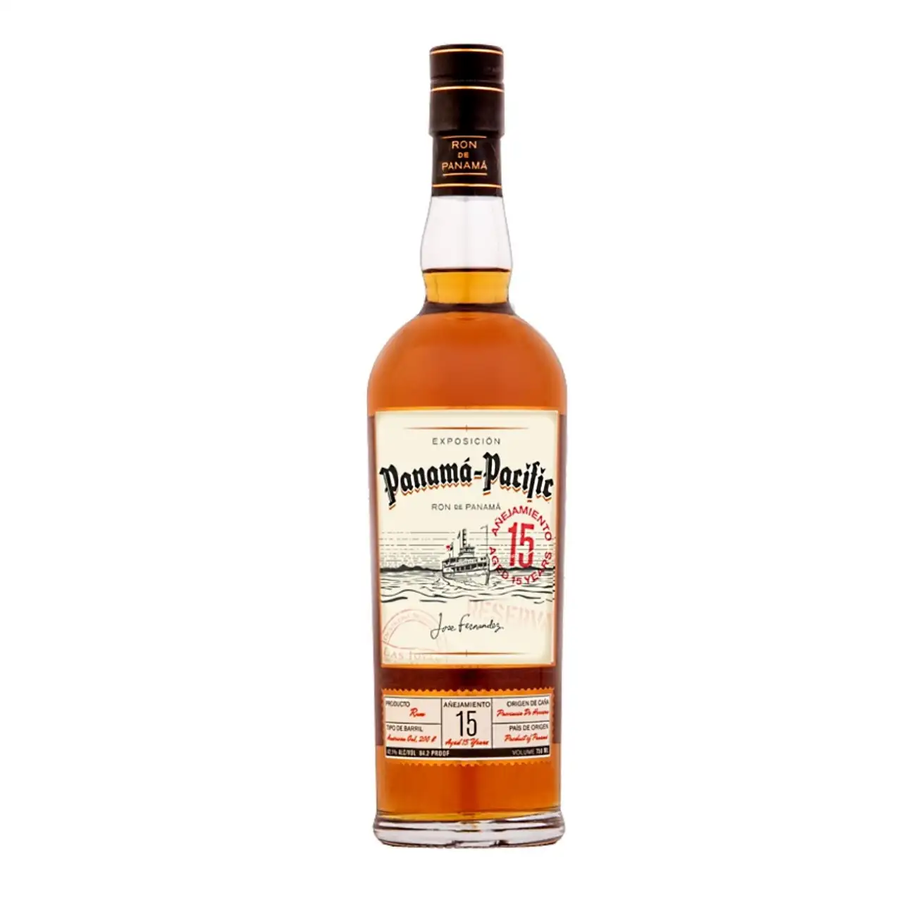 Image of the front of the bottle of the rum Panama-Pacific Aged 15 Years