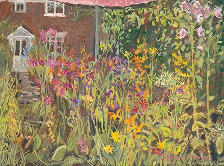 Garden View gouache painting