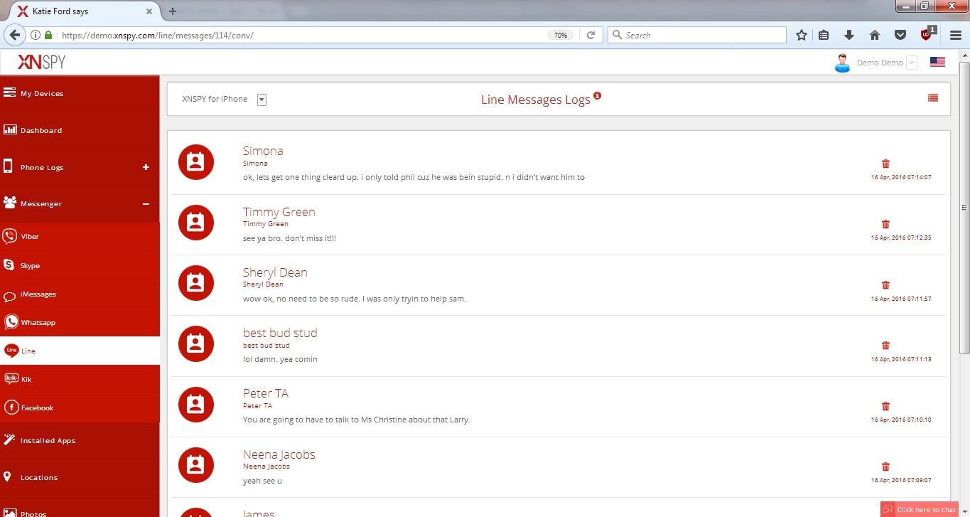 XNSPY demo spy software on any line