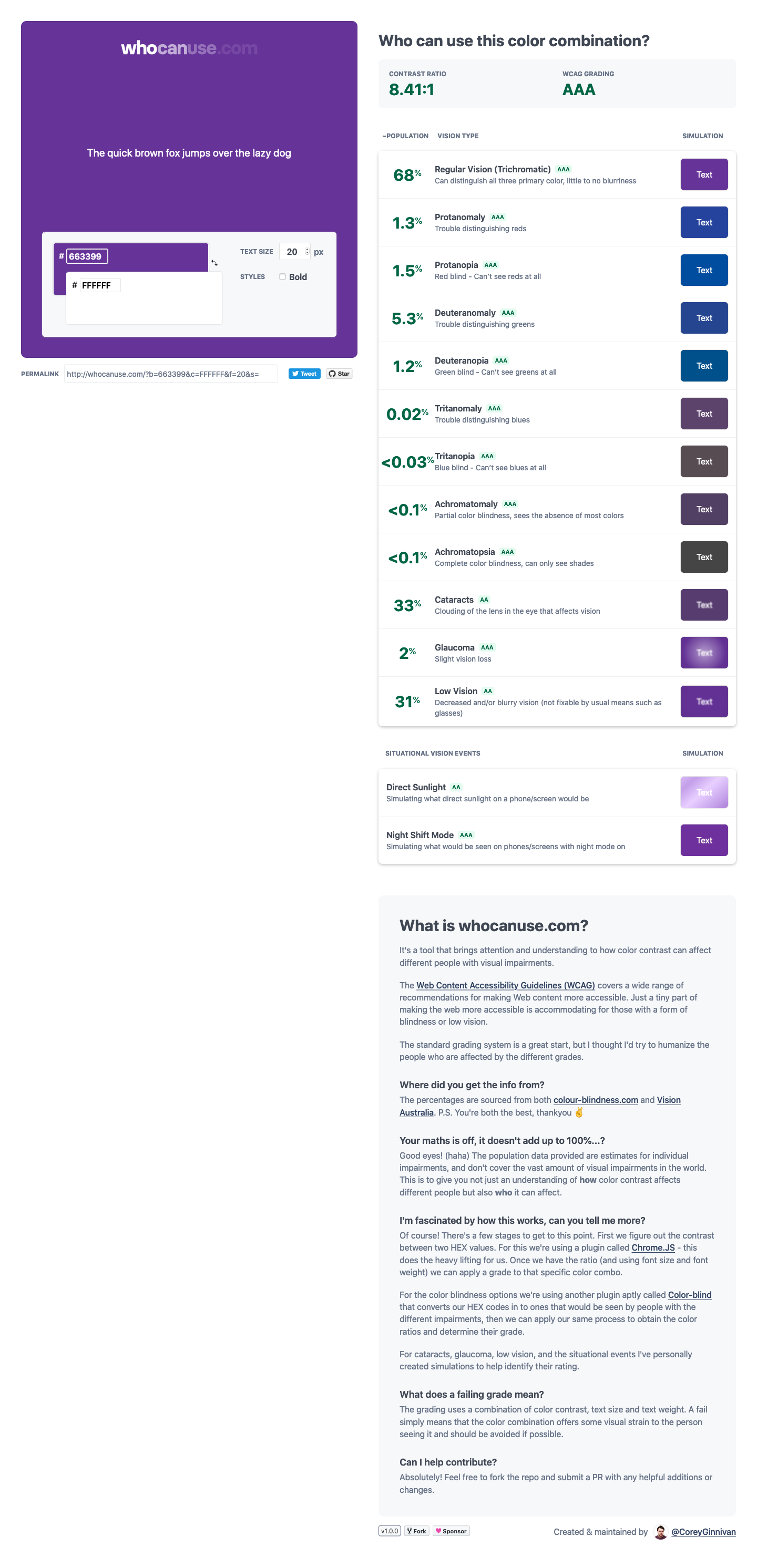 Who Can Use - A phenomenal color contrast checking tool.