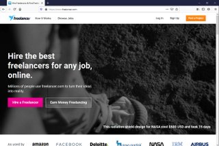 screenshot of freelancer homepage