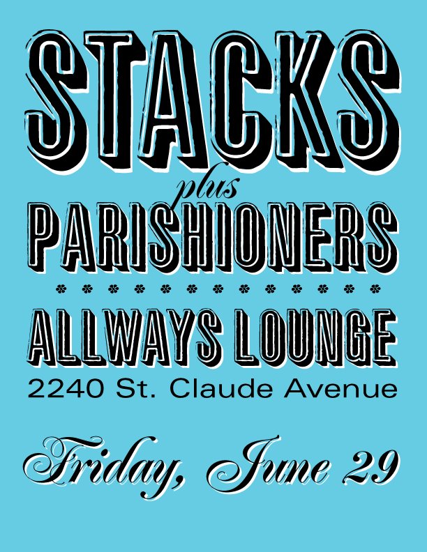 Stacks flyer with for show with The Parishioners