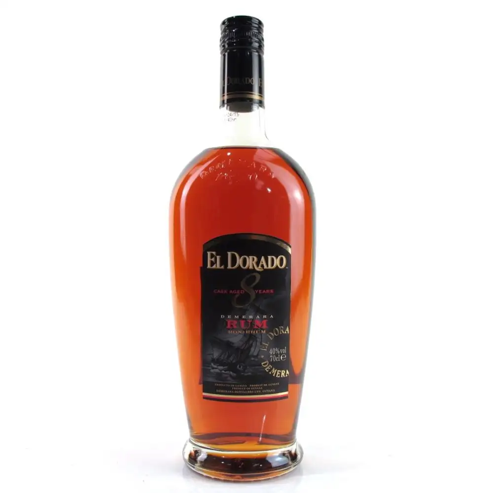 Image of the front of the bottle of the rum El Dorado 8