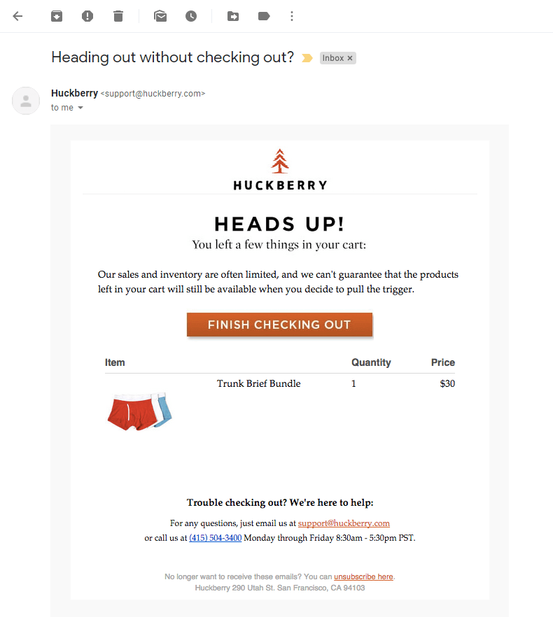 Heads up email