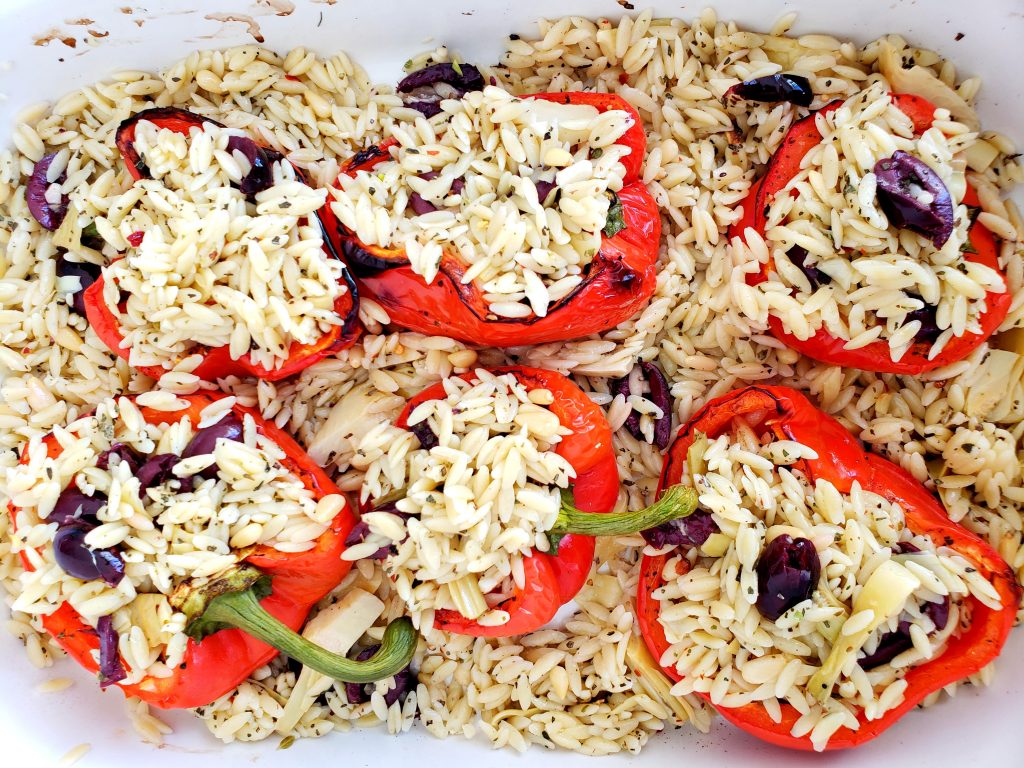 Italian Stuffed Peppers with Lemon Orzo | Let's Talk Vegan