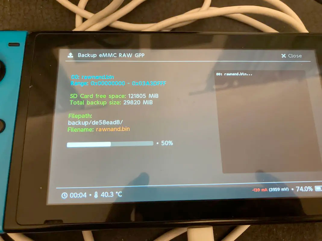 Very first Switch backup in progress