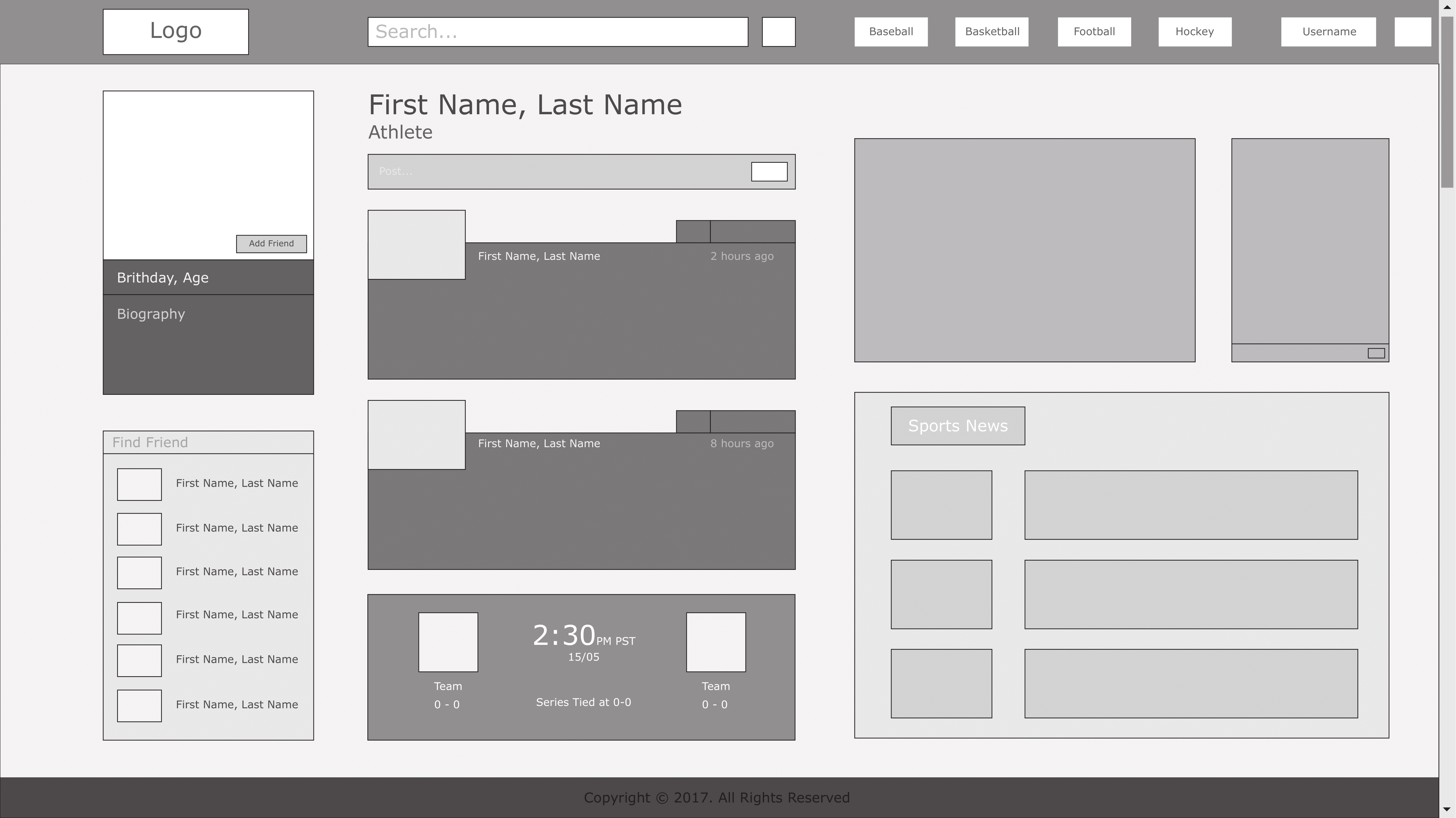 Sporterest Wireframes