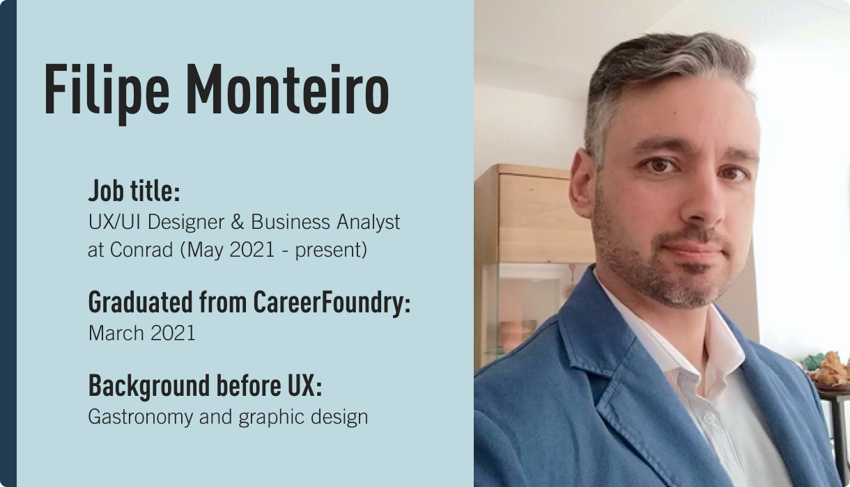 Filipe Monteiro, UX/UI designer and CareerFoundry graduate