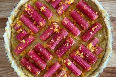 Rhubarb and frangipane tart