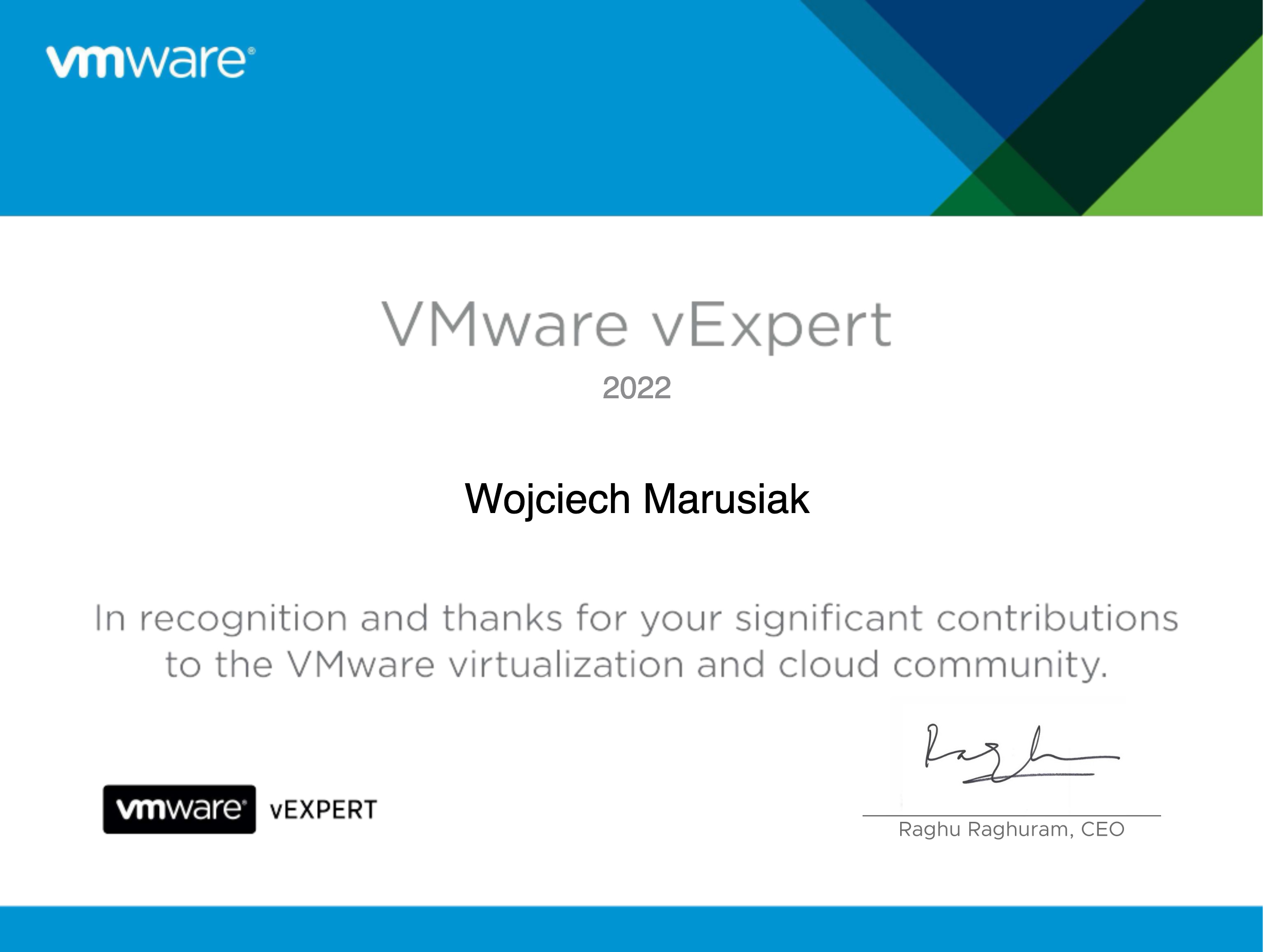 vExpert 2022 certificate
