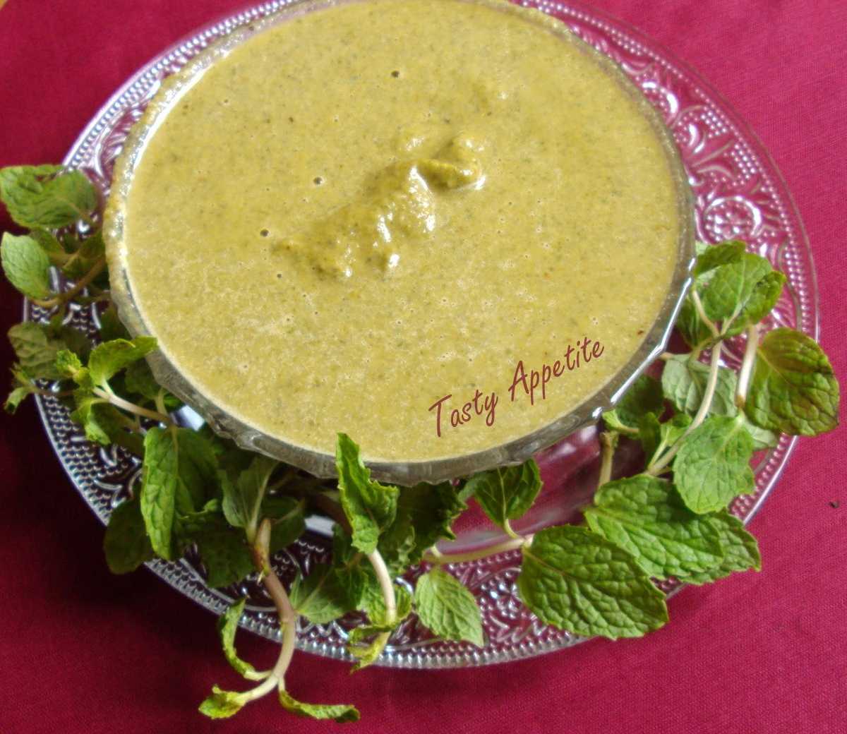 Mint Leaves Chutney Pudina Chutney Tasty Appetite
