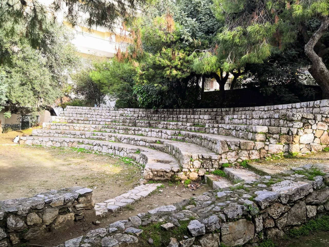 Small stone theater inside a park
